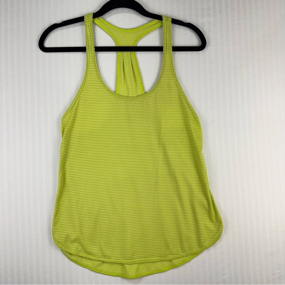 Lululemon Athletica 105 F Singlet Tank Top Yellow Gray Striped Women’s Size 6